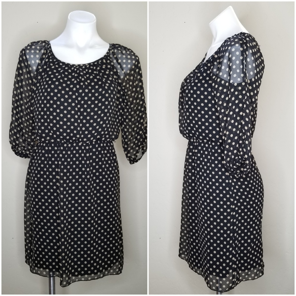 ENFOCUS STUDIO | Polka Dot Black & Tan 3/4 Sleeve